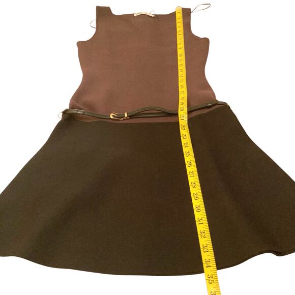 Zara Brown & Black Color-Block Belted Sleeveless Mini Dress Size Small NWT - Picture 8 of 11
